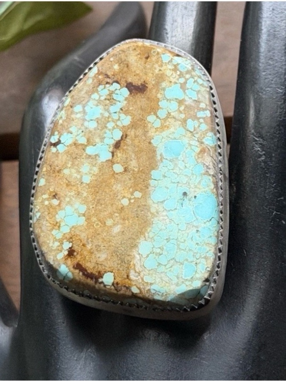 Navajo Native Sterling Silver Number 8 Turquoise Adjustable Ring Leslie Nez Gift